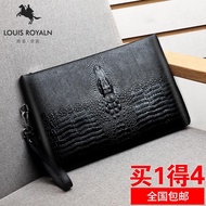 Louis Noble Men's Handbag Men's Trendy Casual Men's Bag Crocodile Pattern Large Capacity Hand Grab Bag Envelope Bag Clutch Bag 【JYUE】