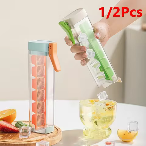 Food Grade Silicone Ice Cube Mold with One Click Press Type Storage Box Whiskey Cube Maker Kitchen T