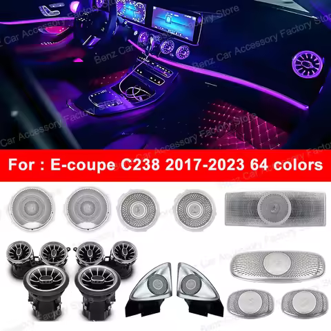64 Colors LED Air Vents 3D Rotating Tweeter Speaker For Mercedes Benz C238 E Coupe AMG E43 E53 E250 