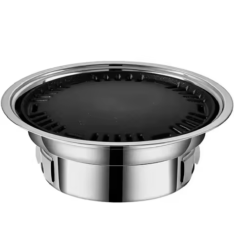 Japanese Korean Stainless Steel Hibachi BBQ Picnic Table Round Grill Outdoor & Indoor Barbecue Stove