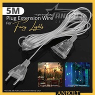 5 Meter 2 Pin EU Plug and Socket Extend Wire Fairy Light Extension Wire 5M Extension Plug Power Extension Cable 220-240V