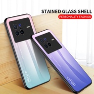 Hello Glass Case For VIVO X80 VIVO X80 Pro VIVO X70 VIVO X60 VIVO X50 VIVO X30 VIVO X30 Pro Phone Case Luxury Colorful Rainbow Gradient Tempered Glass Back Cover