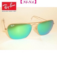 [Original] RayBan sunglasses new caravan gold frame matte Rb 3136 112/19 mirror green 58Mm