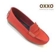 OXXO รองเท้าเพื่อสุขภาพหนังแท้ หนังวัว รองเท้าคัทชู พี้นแบน หนังนิ่มมาก พี้นยางสั่งทำพิเศษ พื้นสูง1นิ้ว ใส่สบาย X06026