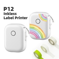 P12 Inkless Label Printer Marklife Thermal Barcode Maker Bluetooth Wireless Mini Sticker Printer with Cutter DIY