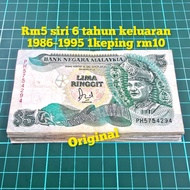 (A291) Rm5 siri 6 duit kertas lama duit syiling lama Rm5 lama duit syiling Malaysia duit kertas Mala