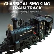 Model Train Track Set Kids Toy Spray Classical Steam Train with Sound Locomotive Electric Train Kit Retro Model  Children Gift