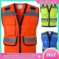 Hi Vis Safety Vest Orange Reflective Work Vest for Warehouse Construction