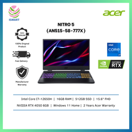 Acer Gaming Laptop Nitro 5 AN515-58-777X 15.6" FHD 165Hz ( I7-12650H, 16GB, 512GB SSD, RTX4050 6GB, W11 )