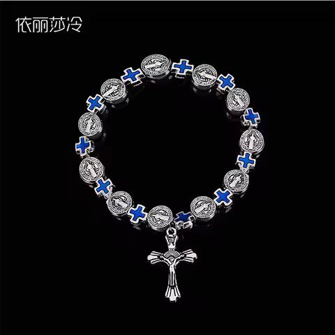 Jesus Cross Beaded Bracelet, Christ Saint Saint Benedict's Beaded Bracelet, Christ's Core Beaded Sac