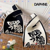 DAPHNE Knit Handbag, Knit Casual Color Knot Wrist Bag, Handmade Rose Mini Shopping Bags Student