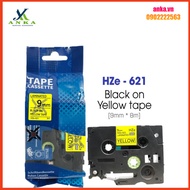 Print Label HZe-621 (TZe-621, TZ2-621), 9mm X 8m, Black Letters On Yellow Background