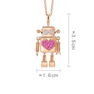 Chow Sang Sang 周生生 Love Decode 18K Rose Gold Pink Sapphire Robot Heart Necklace (47cm) 90607N / 9217