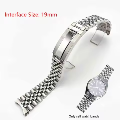 Silver Curved End Solid Screw Links Watch Band 19mm Jubilee strap For Seiko 5 SNXS73K1 SNXS75 SNXS77