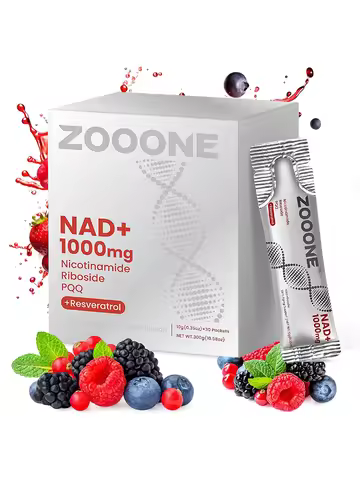 ZOOONE NAD+ 1000mg Liquid Packets Supplement - Premium Nicotinamide Riboside & Resveratrol for Energ