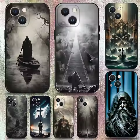 Odin Fenrir Phone Case For iPhone 16,15,14,13,12,11 Plus,Pro Max,XS,X,XR,SE,Mini,8,7,Soft Silicone B