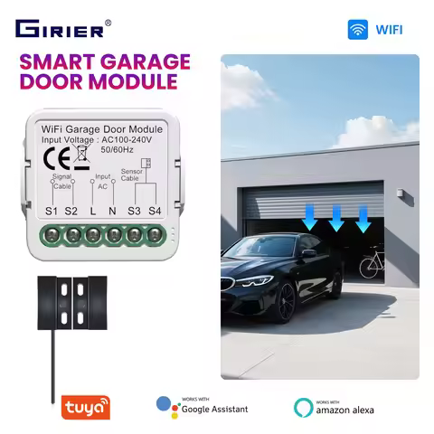 GIRIER Tuya Smart WiFi/ZigBee Garage Door Controller Module Support APP Remote Timing Functions Comp