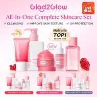 [LIVE EXTRA]Glad2Glow 5PCS Skincare Set-PDRN Moisturizer,Sunscreen,Cleanser,PDRN Serum,Toner Brighte