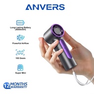 Anvers Handheld Fan 4000mAh Portable Mini Fan with 6 Speeds LED Display Strong Wind 13.8m/s for Outd