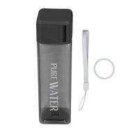 [STC1] 500ml 17oz Water Bottle Transparent Portable Letter Printed Drinking with Wrist Rope Black