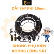 Dây Thông Cống Lò Xò Phi 16 Đoạn 3m Không Phụ Kiện Không Khung