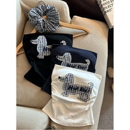 baju singlet wanita singlet woman singlet Puppy Embroidered One-Shoulder Tube Top with Chest Pad - S