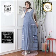 Overal jeans wanita jumbo ld 110 120 130 140 xxxxl/gamis overall jeans jumbo terbaru jeans bordir/o