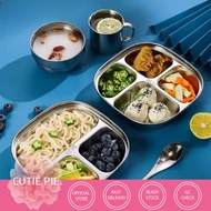 CP 3/4 Grid Children Compartmentalized Dining Plate 304 Stainless Steel Anti-fall Thickened Tray Kin