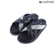MATINO SHOES รองเท้าชายแตะหนังวีแกน รุ่น MC/T 52090 - Navy/Grey