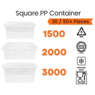 SQ1500/SQ5/SQ7 Square Container 30/50 Pcs TEKA 1500/2000/3000 PP Disposable Plastic Food Container/B