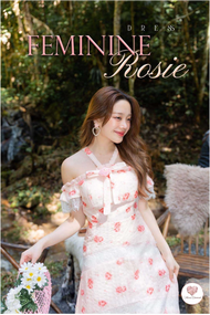 "พร้อมส่ง" Size L เดรสแฟชั่นสวยๆ Maria Dimond Feminine Rosie Dress เดรสยาวลูกไม้โทนสีชมพูพีช เป็นงาน