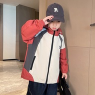 TUmama เสื้อโค้ทฤดูใบไม้ผลิมีสไตล์สำหรับเด็กผู้ชายอินเทรนด์ใหม่เสื้อโค้ทกันลมกลางแจ้งเสื้อแจ็คเกตสำห