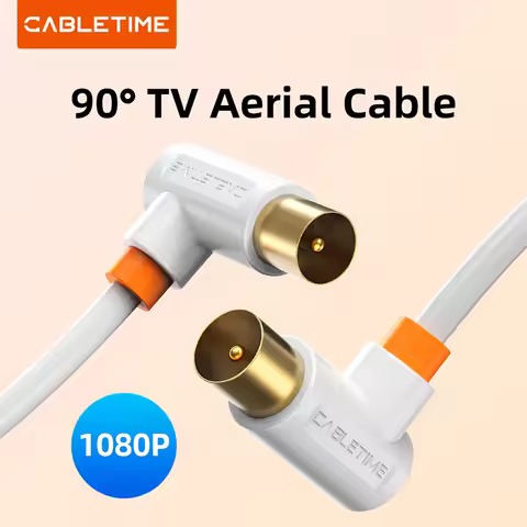 CABLETIME TV Cable 90degreeTV Line Satellite Antenna High Quality Cable 1080P M/M 3C2V Cable for HD 