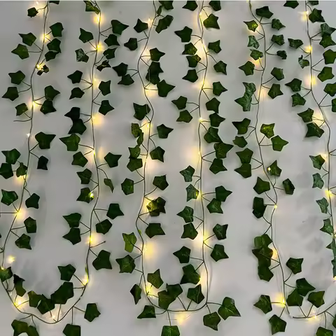 artificial ivy plant wall vines with led fake silk greenery ivy leaf vines luminous Jungle wall deco