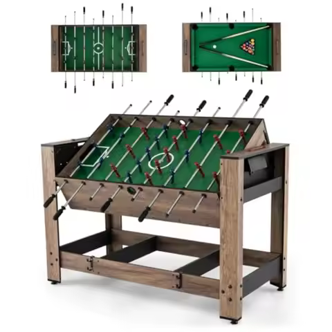 2-in-1 Swivel Multi Game Table 48" Combo Game Table with Foosball and Pool for Adults Indoor Outdoor