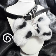 Meet. You.dalmatian Leather Bone Plush Black Asian Culture chocker Collar