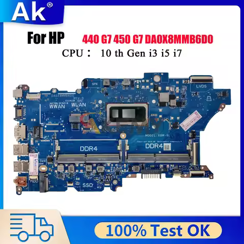 DA0X8MMB6D0 Laptop Motherboard For HP ProBook 440 G7 450 G7 With i3 i5 i7 10th Gen CPU L78085-601 L7