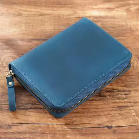 Leather A6 Notebook Cover Soft Creative 5-Slot Pen Bag Multifunctional Multipurpose Zipper Wrap for 