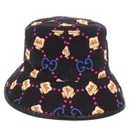 近全新 Gucci Pikarar Kawaii Baguette Hat 7369604HAX2，M 碼（58 公分），柴犬麵包造型，棉質皮革，黑色/粉紅色，帽子編號 0848 [二手] GUCCI