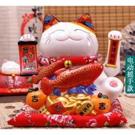 God of Wealth Cat 11in tall, 27cm waving to the market