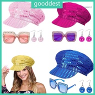 GOO 60s 70s 80s Disco Accessories Halloween Fancy Dressing Costume Disco Costume Outfits Sequins Cap