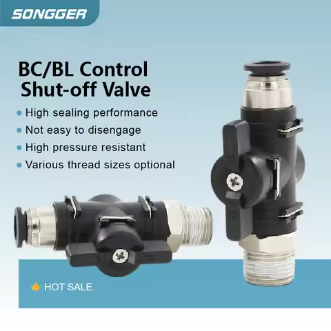 BC BL Manual Pneumatic Flow Valve PT1/8 PT1/4 Air Shut-Off 0-1MPa 15kg Quick Connect for Automation 