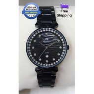 [Ladies] 100% ORIGINAL HEGNER 8-500913LPB Black Dial,Black Case With Diamonds,Date Display Stainless Steel Watch