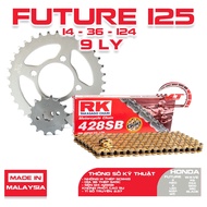 Genuine RK chain sprocket for Future 125, 9mm gold chain