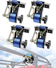 Lumber Rack Ratchet Straps, w/J-Hook (4PCS), 1.4" Black Square Tube Mount, 1.5" Wide x 7.5' Long, Bl
