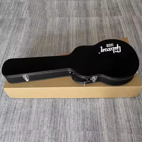 High quality guitar case for ES335 jazz electric guitar,black hard case with red lining