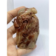 D3239 Natural Shoushan Stone Hibiscus Carving Shouweng Ornament Size About Height 91.2mm Width 60.7m
