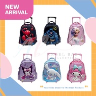 Angel Baby Kids Cartoon Non Removable Mini Trolley School Bag Kuromi Melody Elsa Spiderman Beg Sekol