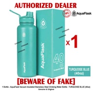 AQUAFLASK 40oz TURQUOISE BLUE Aqua Flask Wide Mouth with Flip Cap Spout Lid Flexible Cap Vacuum Insulated Stainless Steel Drinking Water Bottle Bottles or Tumbler Tumblers Authentic - 1 Bottle