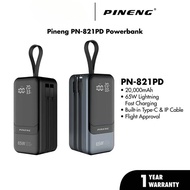 Pineng PN-821 20000mAh Powerbank Mini 65W Powerbank Built-In Cable Power Bank PN-821PD Original Pine